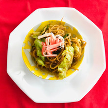 焼きソバには水ではなく我が家では?