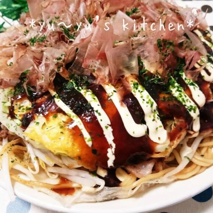 広島焼き~♡もっちもち生地✧簡単に 2枚一緒に作っちゃお~♪