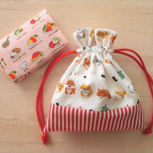 可愛い‼裏地付き!!つないで作る巾着袋(コップ袋)