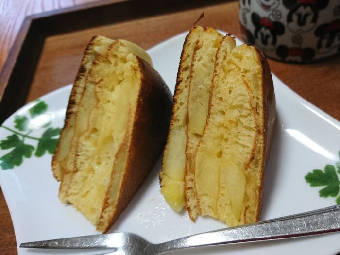 ホットケーキミックスとフライパンで作る★簡単★アップルバームクーヘン