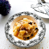 便利な野菜だし使用♪【シャモ ケワ ダツィ ~きのことじゃがいものチーズ煮込み~】