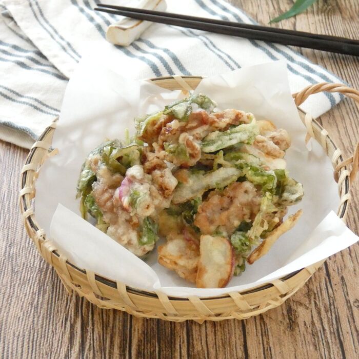 七草と豚肉のかき揚げ