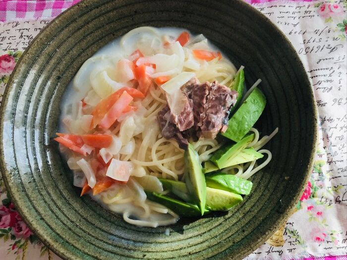 さば缶のクリームパスタ