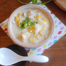★鶏もも肉と玉ねぎとコーンのとろみミルクスープ★