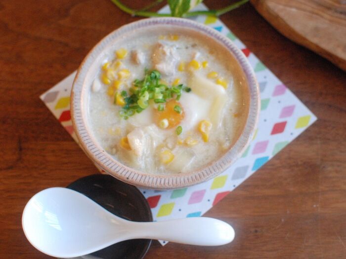 ★鶏もも肉と玉ねぎとコーンのとろみミルクスープ★