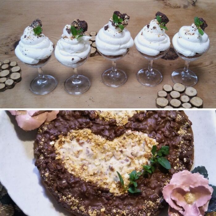 市販のチョコスポンジケーキ(2枚入り)を使って、簡単にスイーツ2品♡ザクザクアーモンドチョコ…