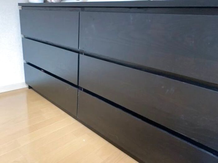 IKEAのチェスト(タンス)を100均木材で修理◆引き出し・タンス底板たわみ補修◆