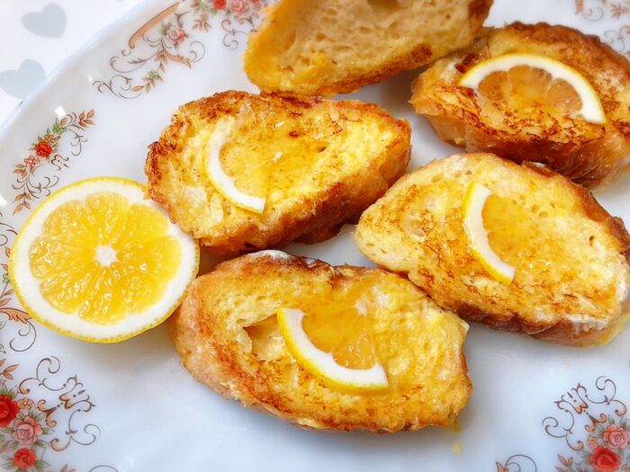 フランスパンで蜂蜜レモンのフレンチトースト♡