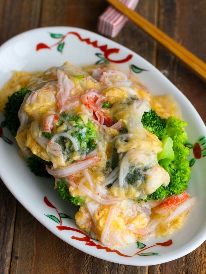 ふわとろなブロッコリーのかにたま和風あんかけ/食材3つ