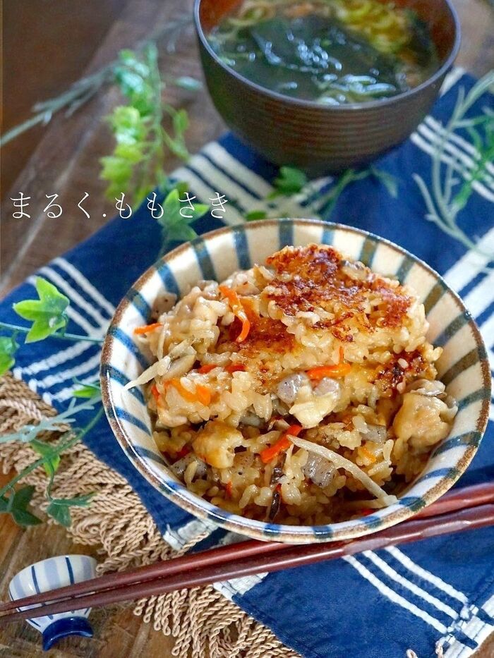 切り餅入りで♪おこわ風モチモチ♡かやくご飯