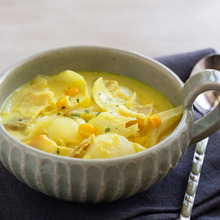 ゆりねとベーコンのカレーミルクスープ