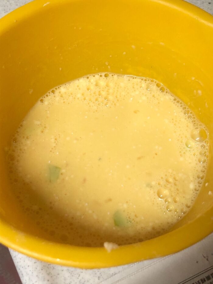 天ぷらの残りの衣を使って。