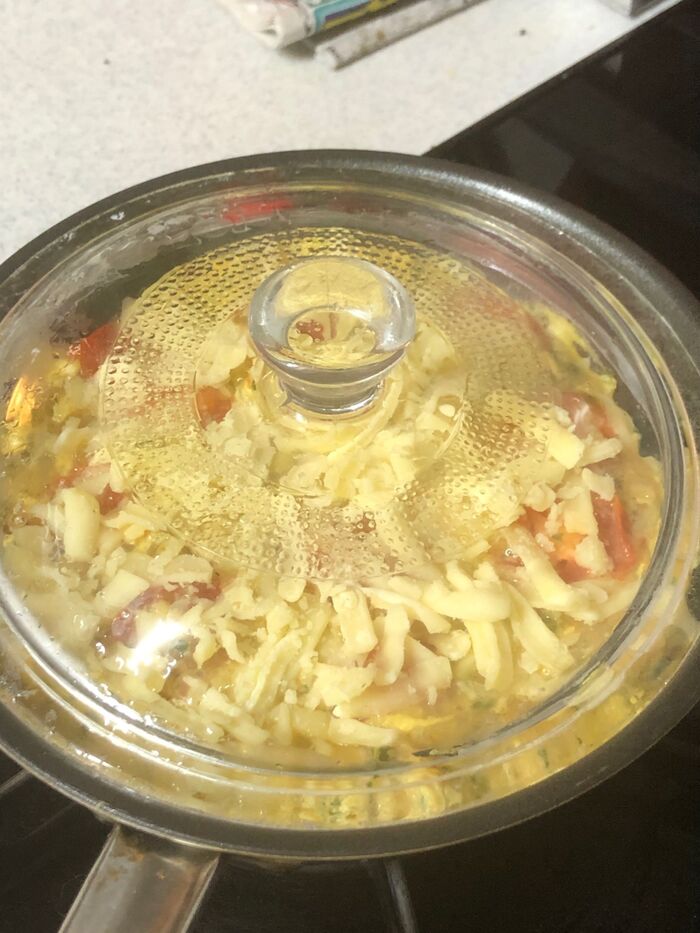 ふたをして火を通す。