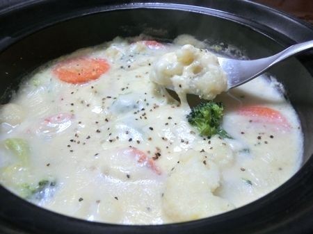 冷凍野菜ミックスですぐできる☆　ゴロゴロ野菜のチーズクリームスープ