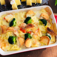 里芋とチキンのマカロニグラタン