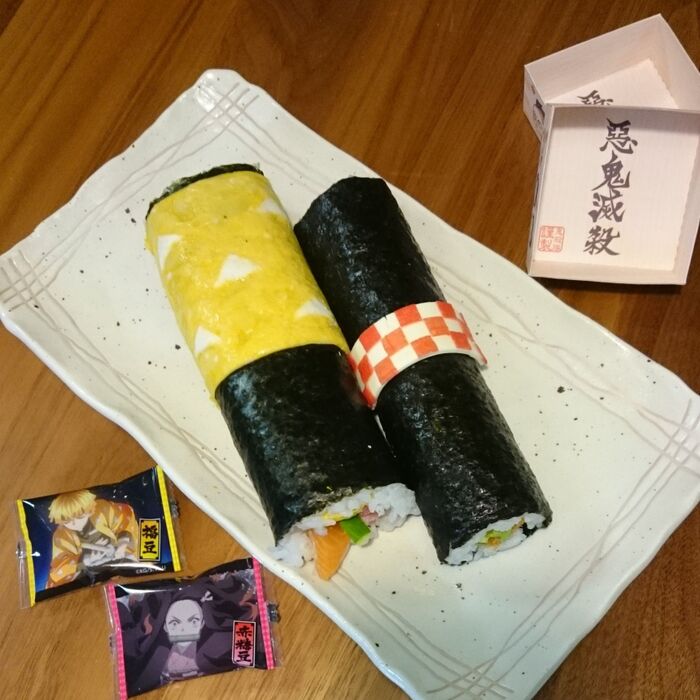 超簡単!鬼滅の刃☆善逸くんと禰豆子ちゃん風の恵方巻☆節分に☆