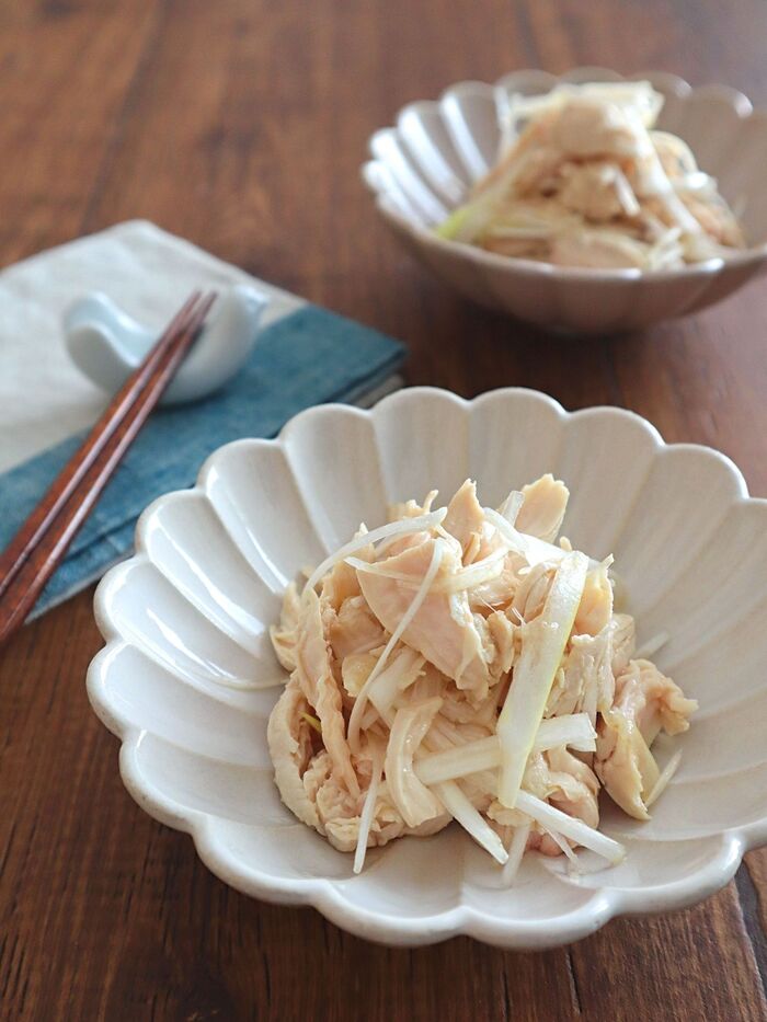 ささみと長ねぎごま油風味