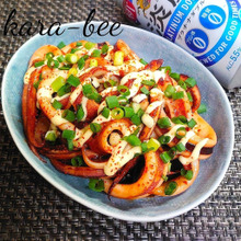 ビールが進む♪イカのピリ辛にんにくオイマヨ炒め