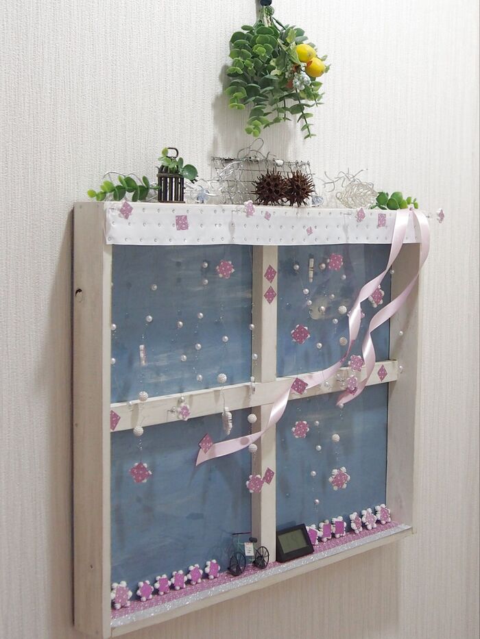 トイレに春が来ました~ リボンで桜ふぶき風に、、、、