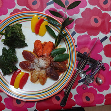 黒きゃべつのファルスフォンデュートマトソース、シャトー野菜添え