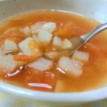 5分☆ このコラボ最高♪ 長芋とトマトのサイコロスープ