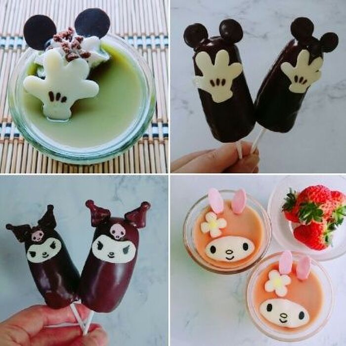 簡単!チョコパーツでキャラスイーツに☆チョコバナナ・ミルクプリン編【おうちスイーツ】