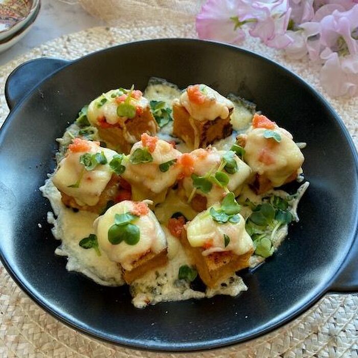 おうち居酒屋!厚揚げの明太チーズ焼き