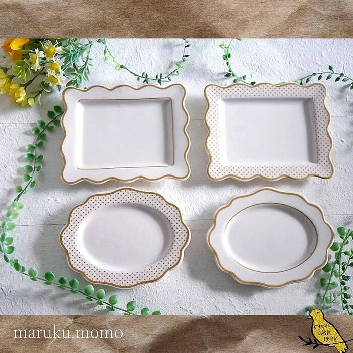 セリア100均の高見え!『フレンチゴールドフレームの食器』