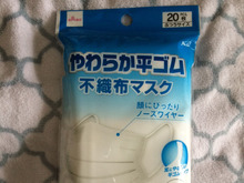 DAISO「やわらか平ゴム不織布マスク」20枚入り*避難袋に入れます