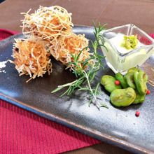 豆のディップで春雨唐揚げ