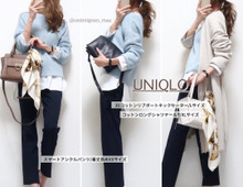 【ユニクロ】さわやかブルーのコットンセーターで新鮮春スタイルが完成!