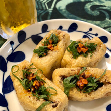 食べ飽きてきた茄子揚げ浸しを油揚げでリメイク