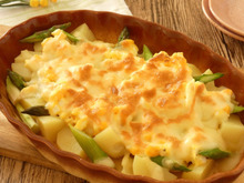 じゃが芋とアスパラガスの卵グラタン