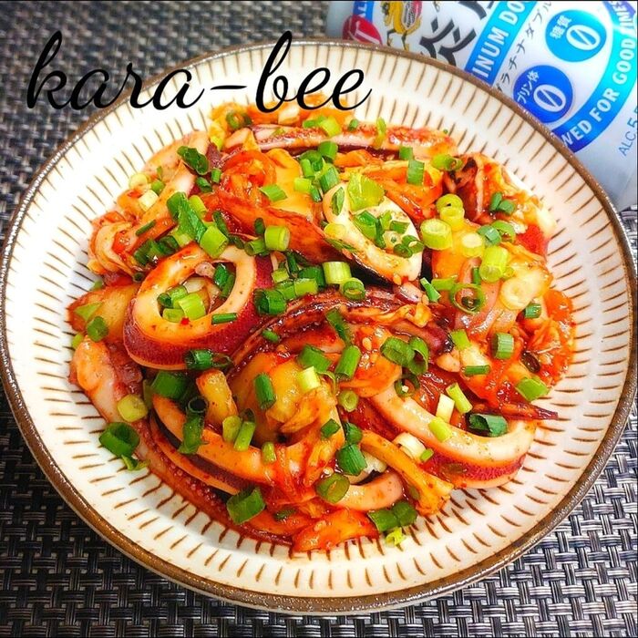 しっかり味でめちゃウマ♪ビールが進む!スルメイカのキムチ炒め