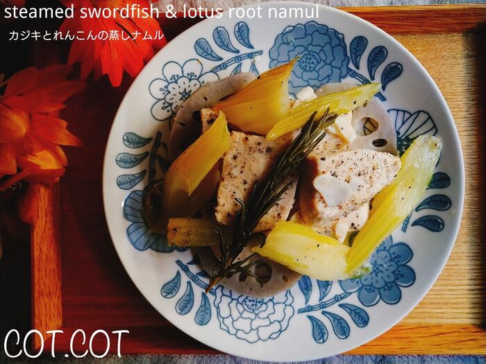 ★野菜とカジキ重ねて蒸すマリネ!カジキとれんこんの重ねマリネ★