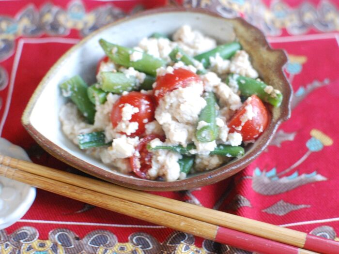 おうち総菜♪いんげんとミニトマトの白あえ