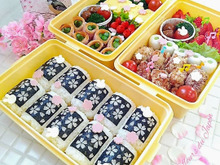 Instagram保存数300超え!カット海苔で簡単!なのに可愛いお花見弁当❀