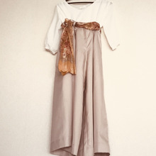 ガウチョパンツを、お手持ちのスカーフを使って!おしゃれに!