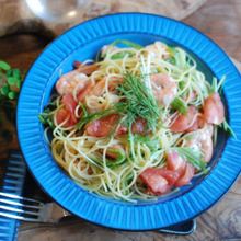 ☆海老とトマトと水菜の冷製パスタ☆
