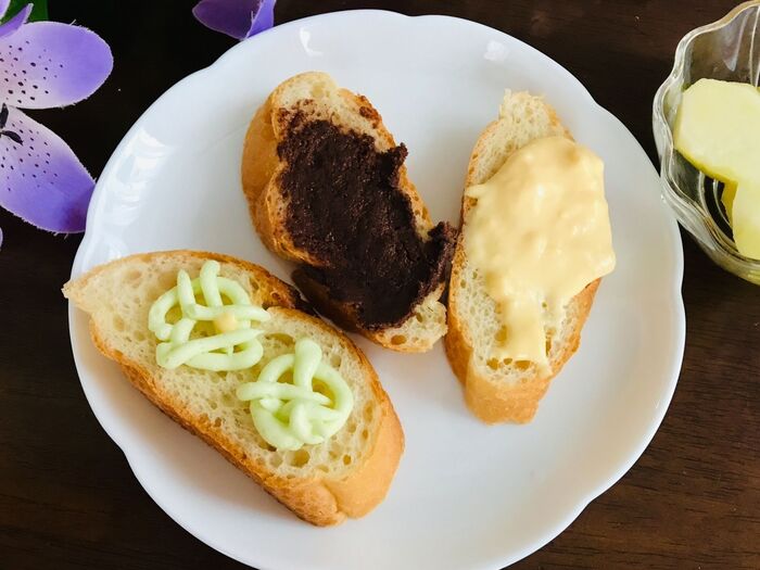 みんなが喜ぶ甘味3食パン!カスタードクリームはアイスクリームを使って作りました。