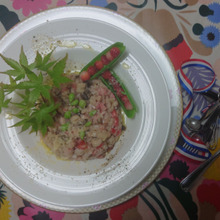 Risotto aux fraises 🍓のリゾット、青もみじを添えて・・・・ 🍛🍴🍛🍴