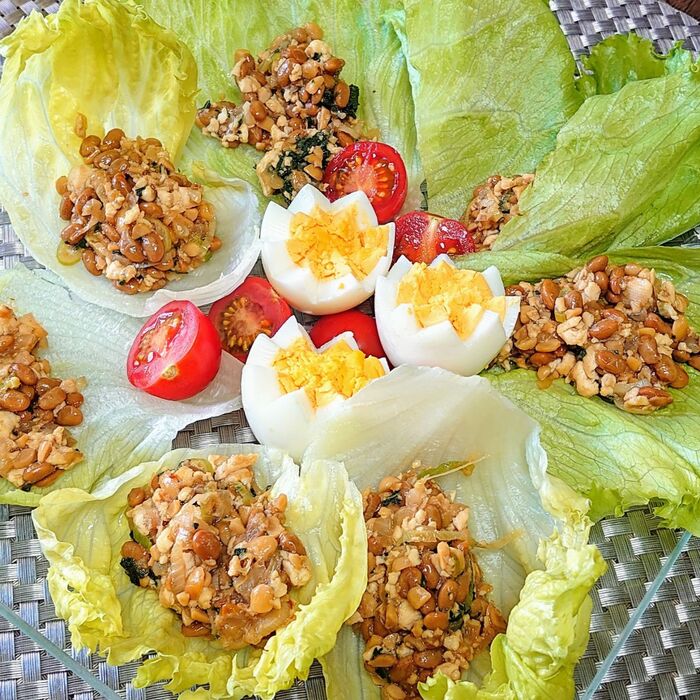 豆腐:玉葱:大葉で【無限納豆】あっと言う間になくなります❢