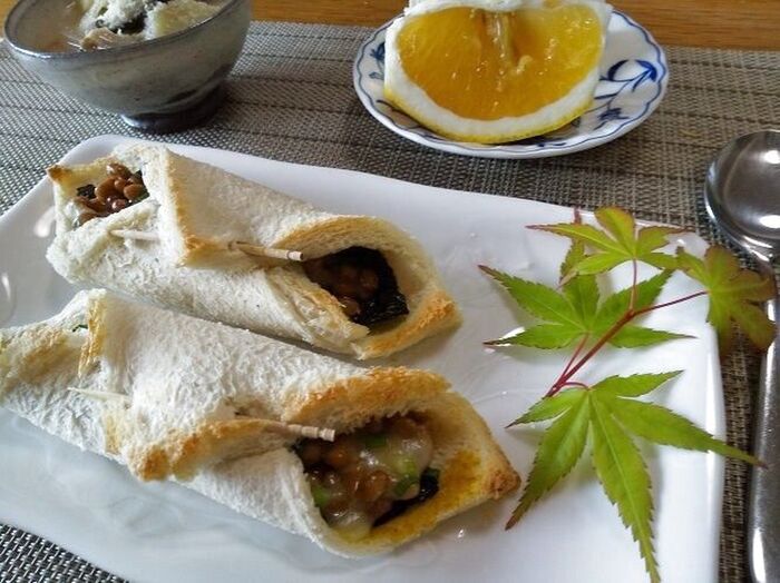 納豆のパン包み