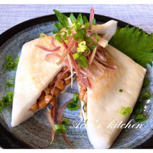 ★梅・シソ・納豆のはんぺんサンド★腸活納豆レシピ