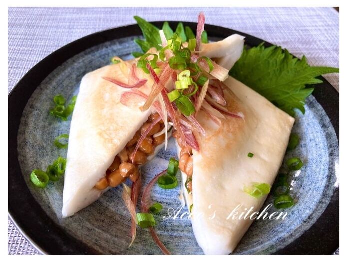 ★梅・シソ・納豆のはんぺんサンド★腸活納豆レシピ