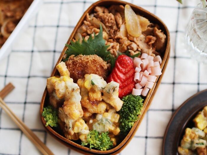 トウモロコシとオクラスライスで作るお弁当のおかず【オコンチヂミ】