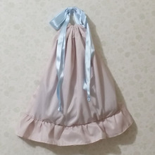 カフェカーテンでゆめかわフリル巾着をハンドメイド