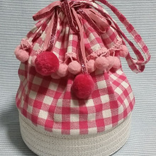 カンカン帽とランチョンマットで巾着バッグをハンドメイド