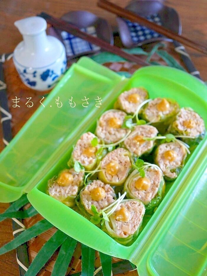 レンジで5分!野菜たっぷり♪ジューシーなレタス巻きシュウマイ