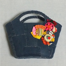 簡単デニムバッグ!100均のソフトトートバスケットが変身!